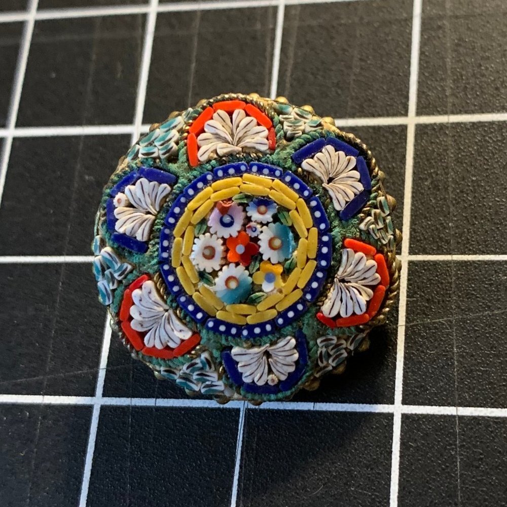 Multicolor Micro Mosaic Brooch